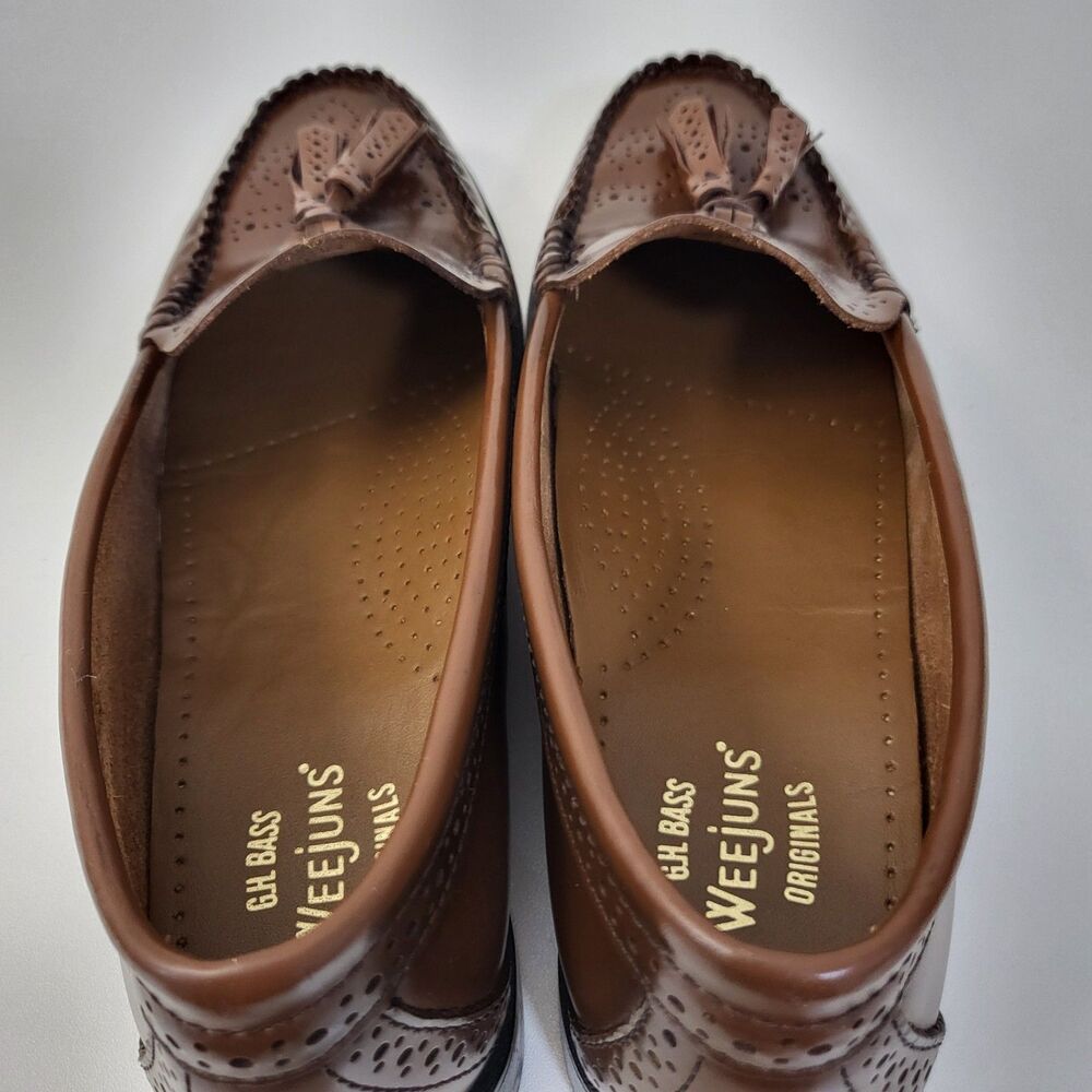 GH BASS & CO Weejuns Estelle Loafers Womens 7.5 Brown Leather Tassle Preppy - Picture 4 of 11